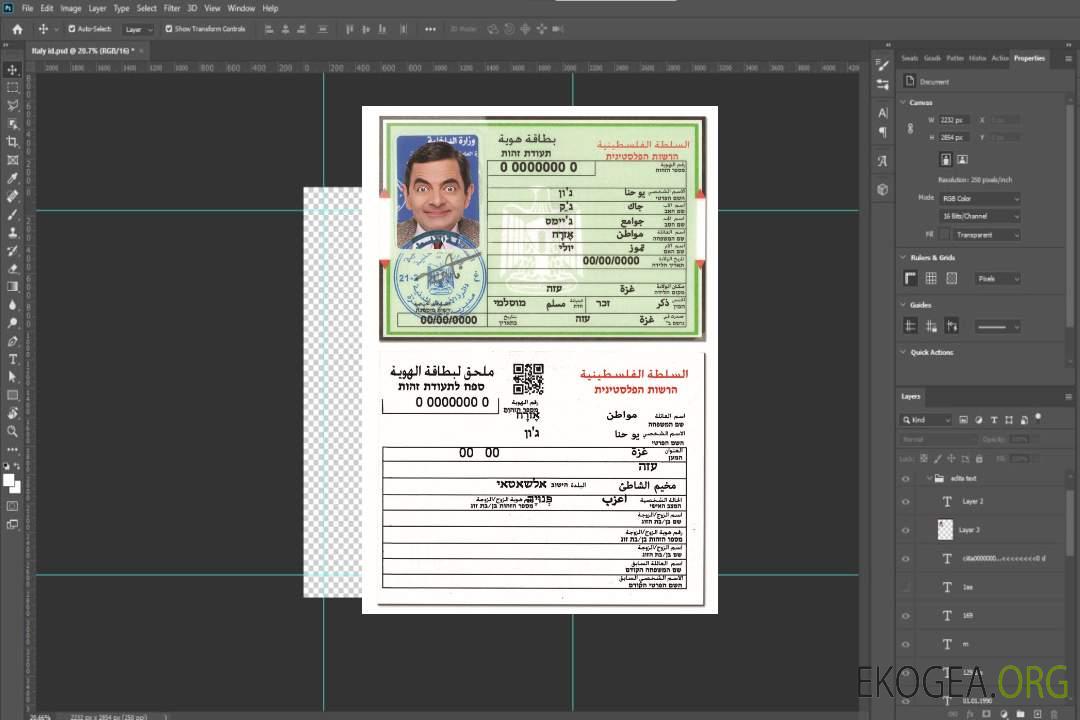 Carte d'identité palestinienne template